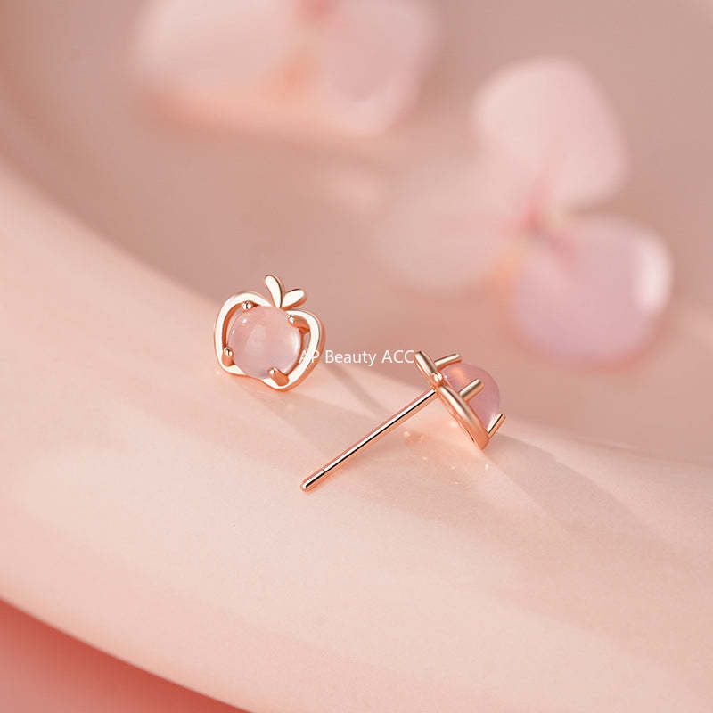 D廠-S999足銀小巧蘋果耳環女迷你耳環養耳洞水果氣質小眾可愛耳環「YC5016E_1」25.11-3