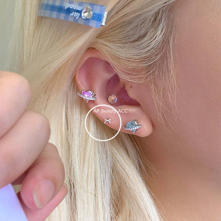 C廠-925純銀迷你蝴蝶結耳釘女甜美風精緻日常百搭耳環ins少女風耳飾「EH-4293」25.12-1