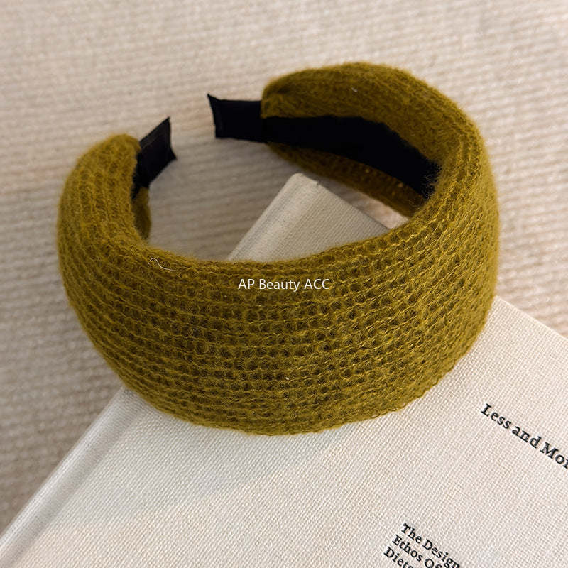 E廠-秋冬針織高顱頂毛線寬邊髮箍女高級感洋氣時尚壓髮頭箍髮卡頭飾潮「27794」25.12-3