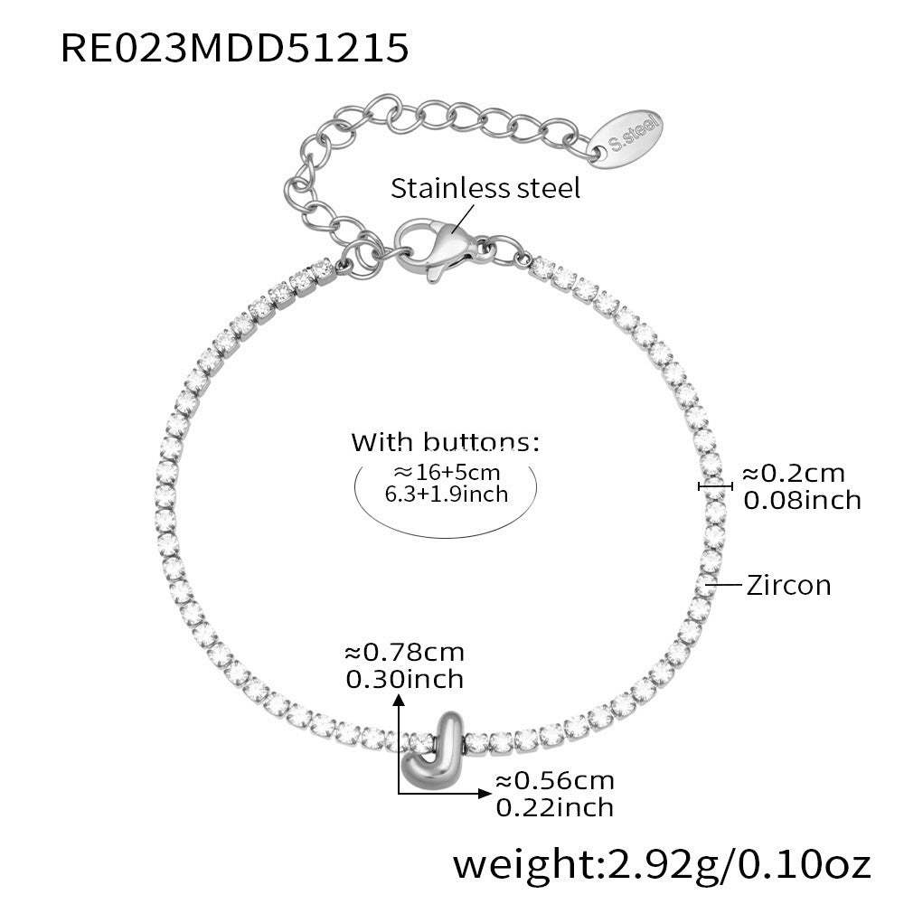 B廠-爆閃爪鑲鋯石26字母手鍊 不鏽鋼鍍18k真金時尚精緻氣質珠寶首飾女「RE023」25.12-3