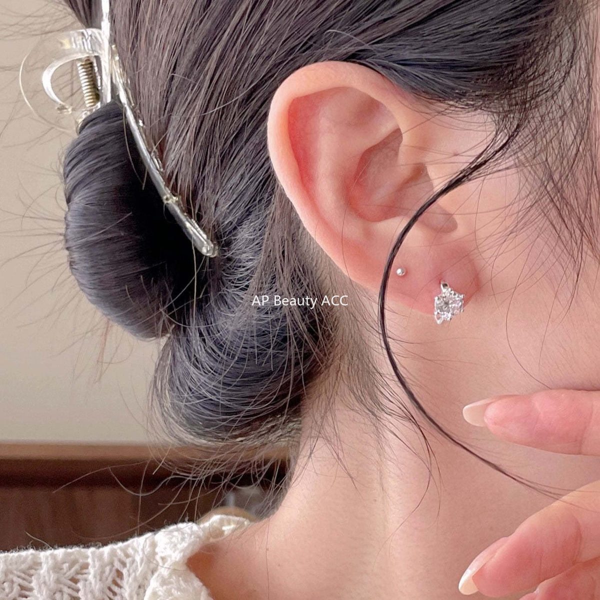 F廠-韓國韓版925純銀鋯石耳扣耳釘女簡約時尚ins小紅書耳環「C1409」25.11-3