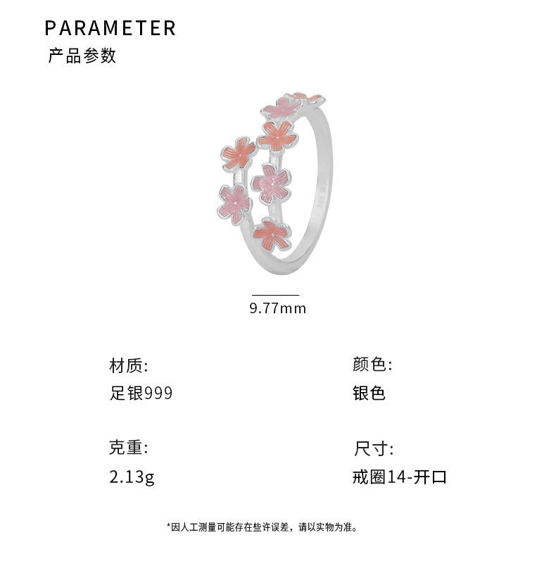 D廠-S999足銀櫻花花朵開口戒指清新設計感甜美可疊戴清新精美手飾「YC3658R_1 YC4535R_1」25.11-2