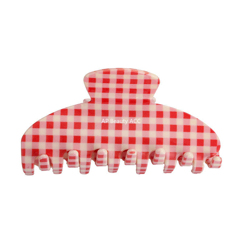 E廠-新款醋酸簡約格紋抓夾氣質簡約髮夾盤髮鯊魚夾百搭日常高級感髮飾「27612」25.10-5