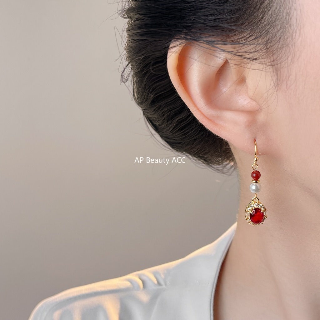 A廠-原創~鳶尾花系！ 925銀針琺瑯滴釉圓形幾何紐扣新款耳釘「7037」25.11-1