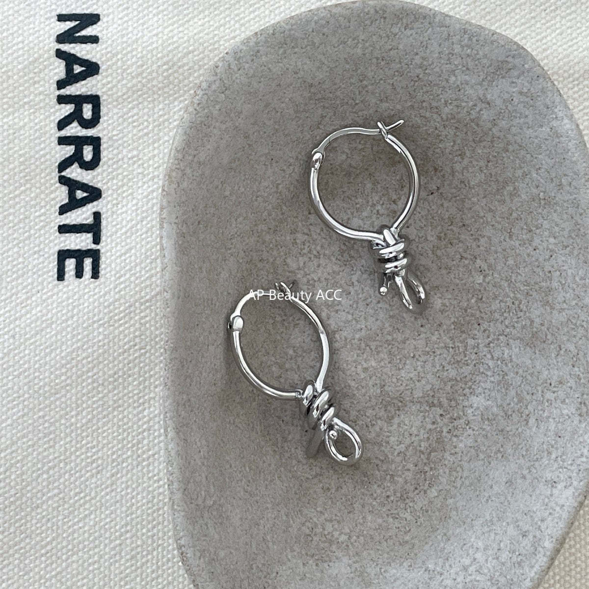 C廠-酷颯冷淡風獨特繩結耳扣女幾何個性冷淡風銀針耳扣輕奢高級感耳飾「EH-4395」25.12-2