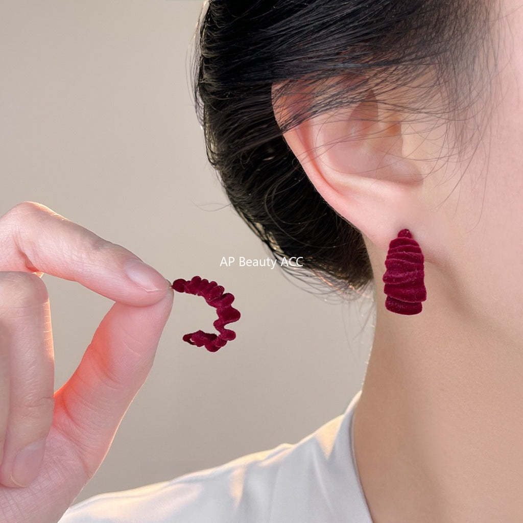 A廠-冬天款2025植絨小爆款幾何高級感肌理紋港風復古新款耳飾工廠耳環「7132-7133」25.11-3