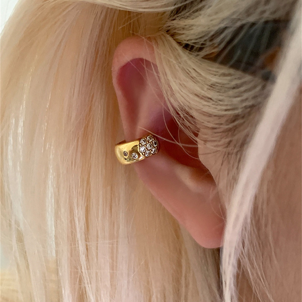 C廠-簡約冷淡風鋯石耳夾女秋冬新款冷淡風時尚氣質耳環百搭高級感耳飾「EJ-41」25.10-3