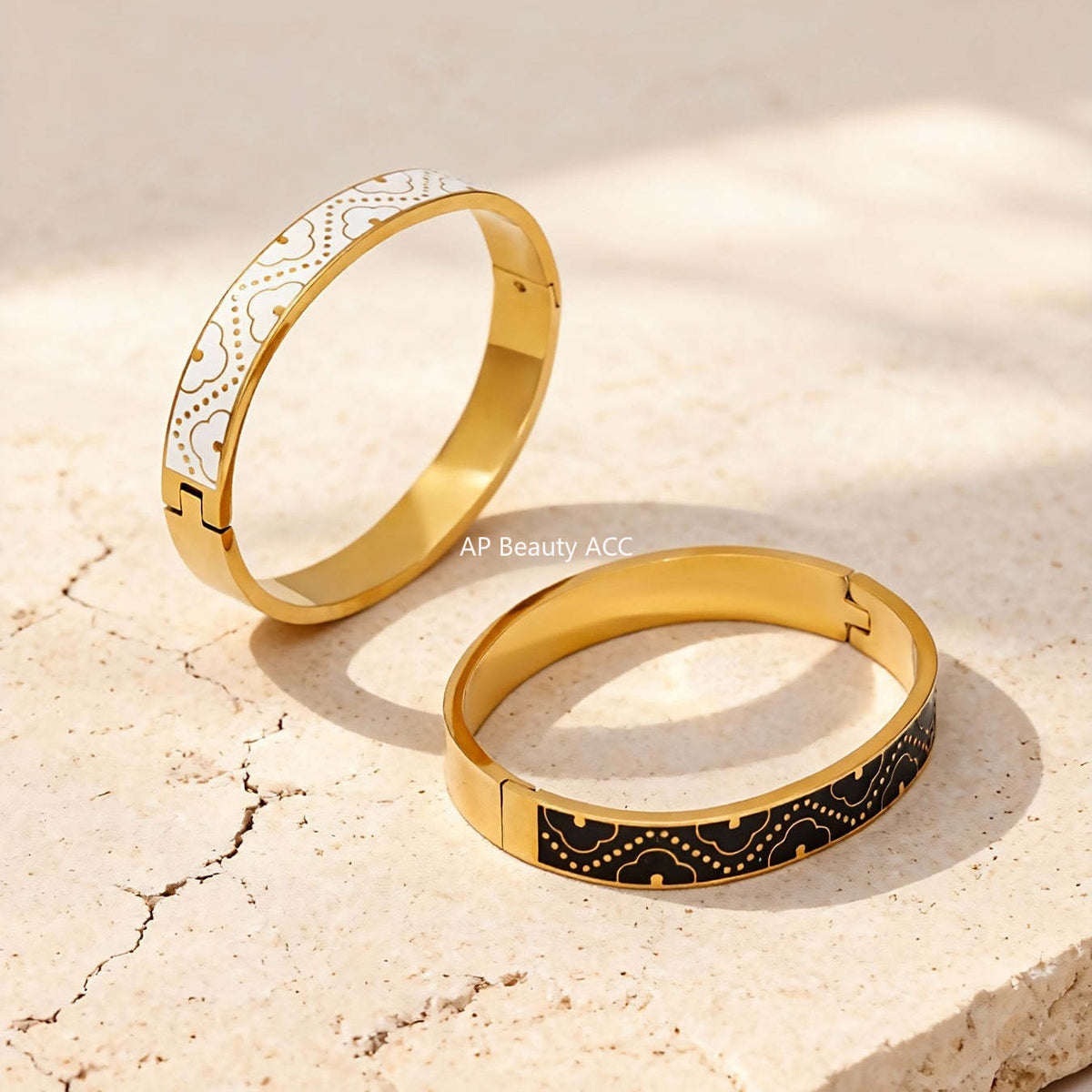 B廠-不鏽鋼琺瑯彩釉卡扣滴油手鐲鍍18k金百搭精美抽象派撞色拼接手環「Z528」25.12-3