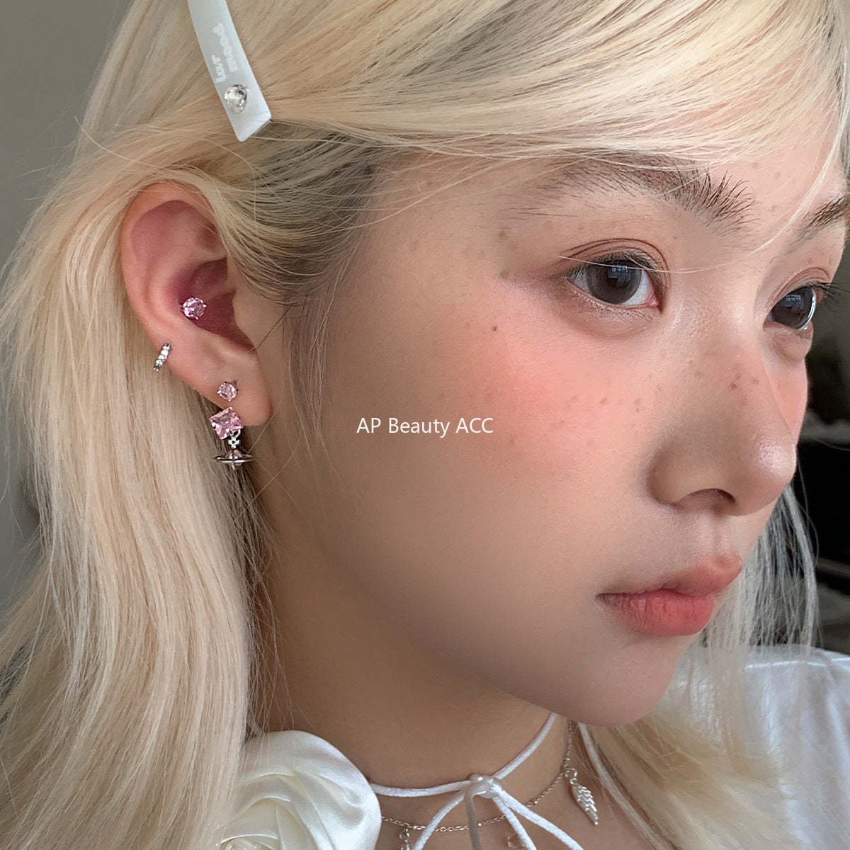 C廠-甜酷小香風宇宙星軌吊墜耳釘女精緻高級感粉鋯石耳環輕奢秋冬耳飾「EH-4153」25.12-2