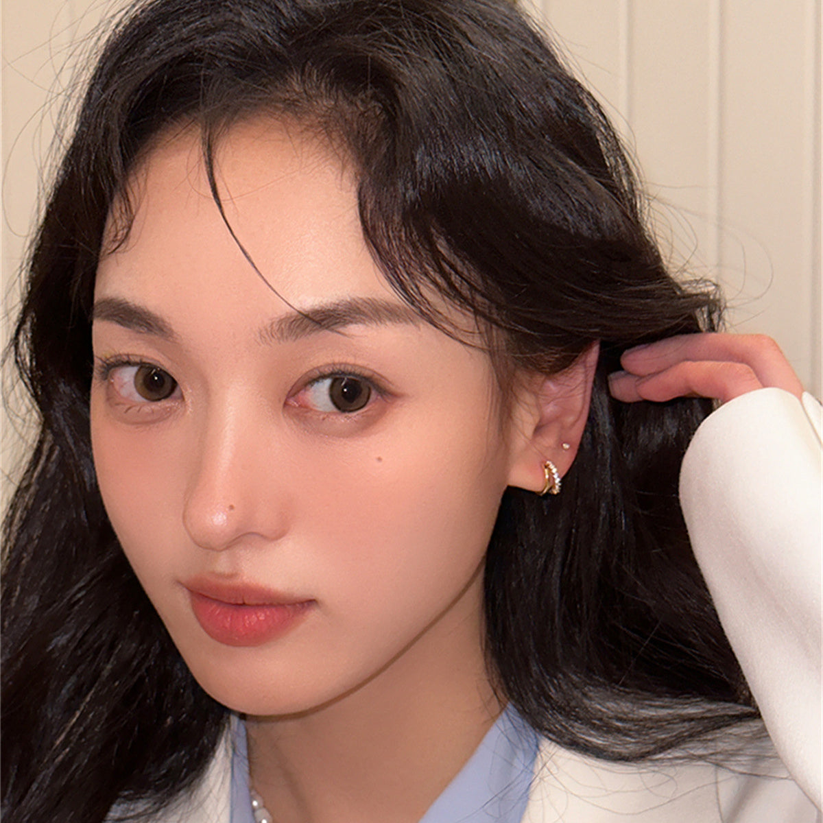 C廠-歐美爆款鋯石耳環女百搭時尚復古高級感銀針耳圈設計感冷淡風耳飾「EH-3659」25.08-3