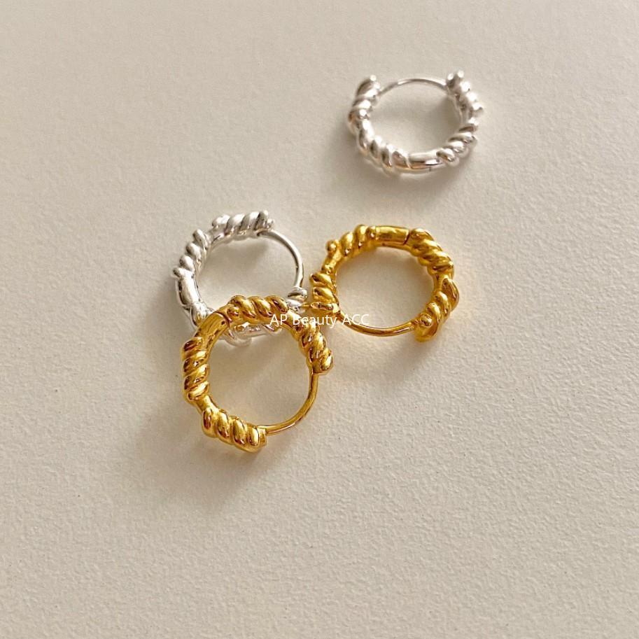 F廠-韓國韓版925純銀螺旋紋耳釘耳扣女簡約時尚ins風耳環耳飾「C1026」25.11-2