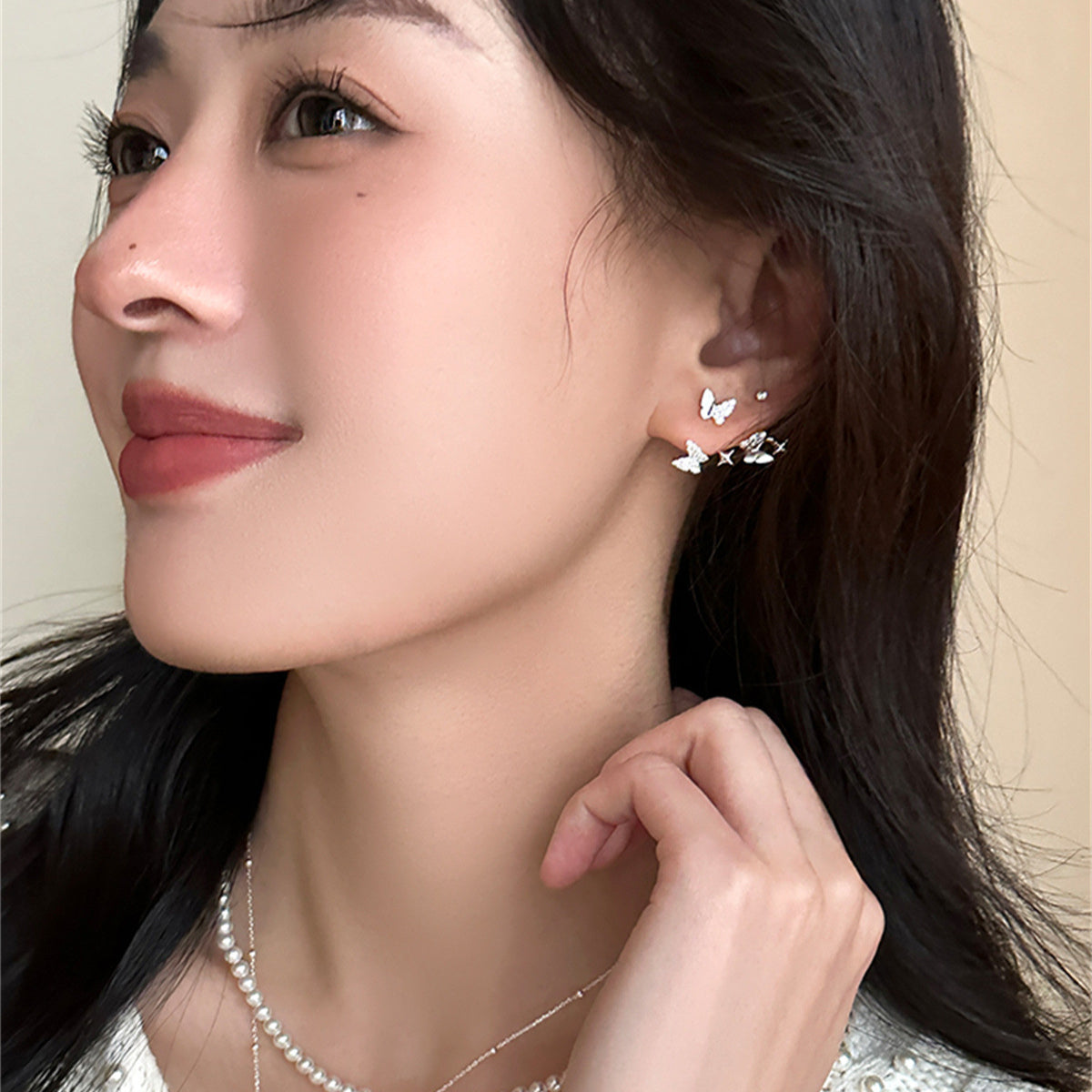 C廠-超仙甜美蝴蝶銀針耳釘女氣質高級感百搭耳環小香風ins輕奢新耳飾「EH-3796」25.07-4