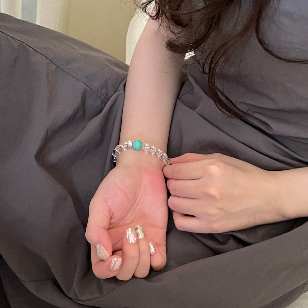 C廠-夏季小清新白水晶手鍊女時尚輕奢小眾高級感精緻手串珠閨蜜手飾品「SL-473」25.08-5