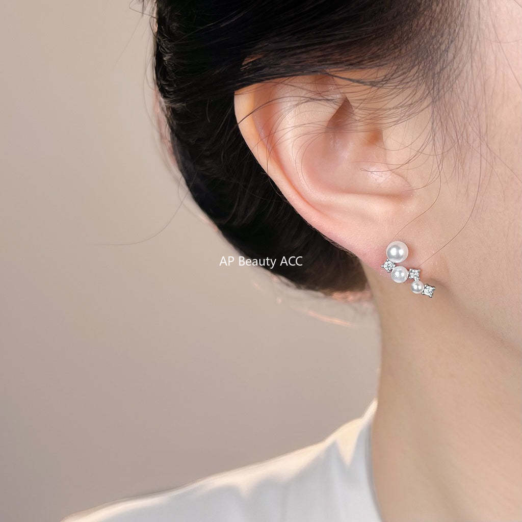 A廠-微鑲鋯石個性925銀針幾何不規則新款時尚通勤新耳飾「7201」25.12-1