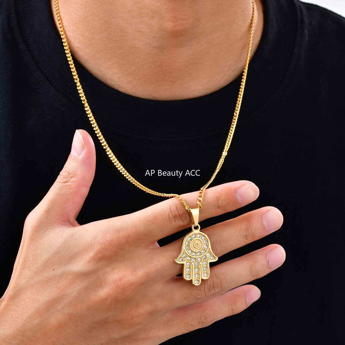 G廠-不鏽鋼個性化符號法蒂瑪之手鋯石日常百搭吊墜「PN-2264」25.11-2