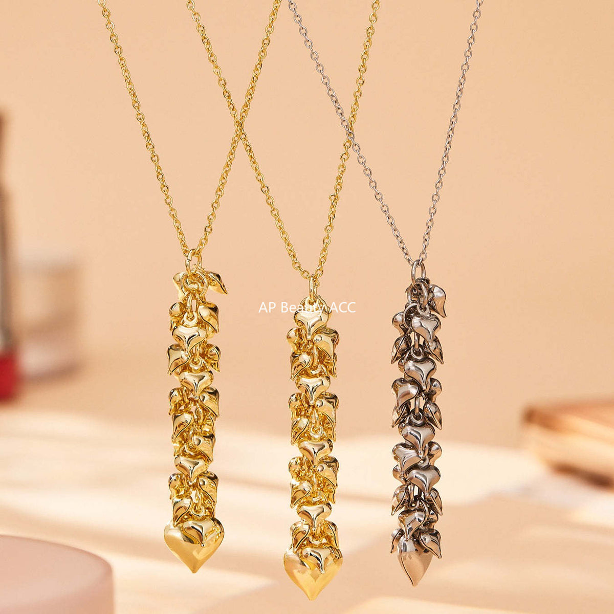 B廠-跨境熱銷款超多愛心手工項鍊耳環首飾套裝不鏽鋼鍍18k真金「TXP480」25.11-4