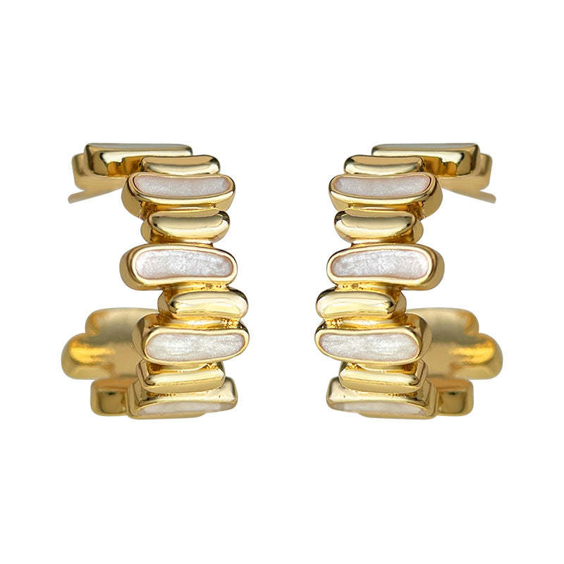 A廠-小眾輕奢時尚高級感925銀針鍍14K不規則圓形幾何新款耳飾工廠耳環「7098」25.11-3