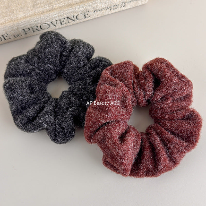 E廠-秋冬質感毛呢大腸髮圈韓系氣質百搭時尚丸子頭馬尾髮繩髮飾髮圈「26247」25.11-2