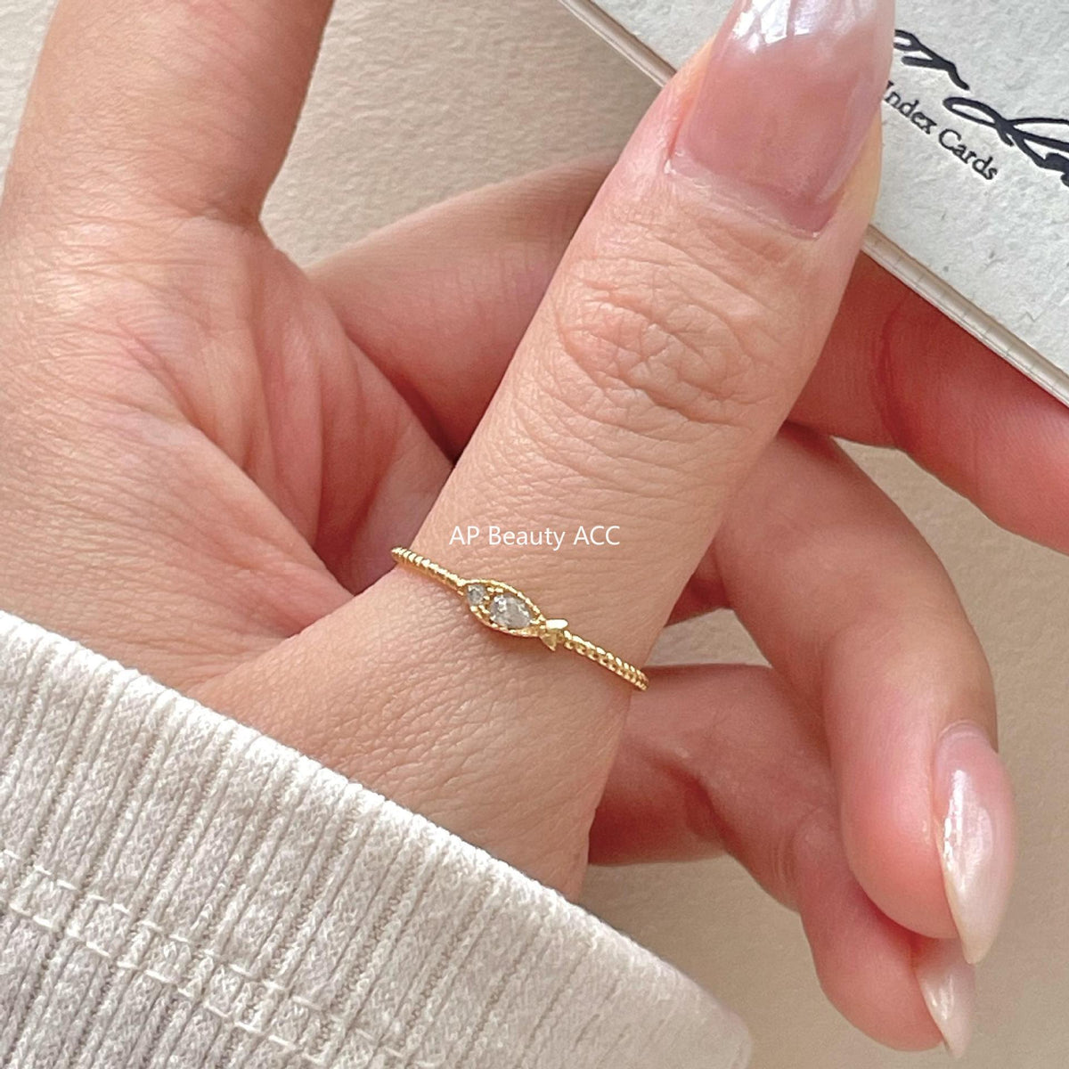 F廠-韓版小紅書ins簡約S925純銀鋯石小魚戒指設計感個性戒指圓「J2144」25.11-3