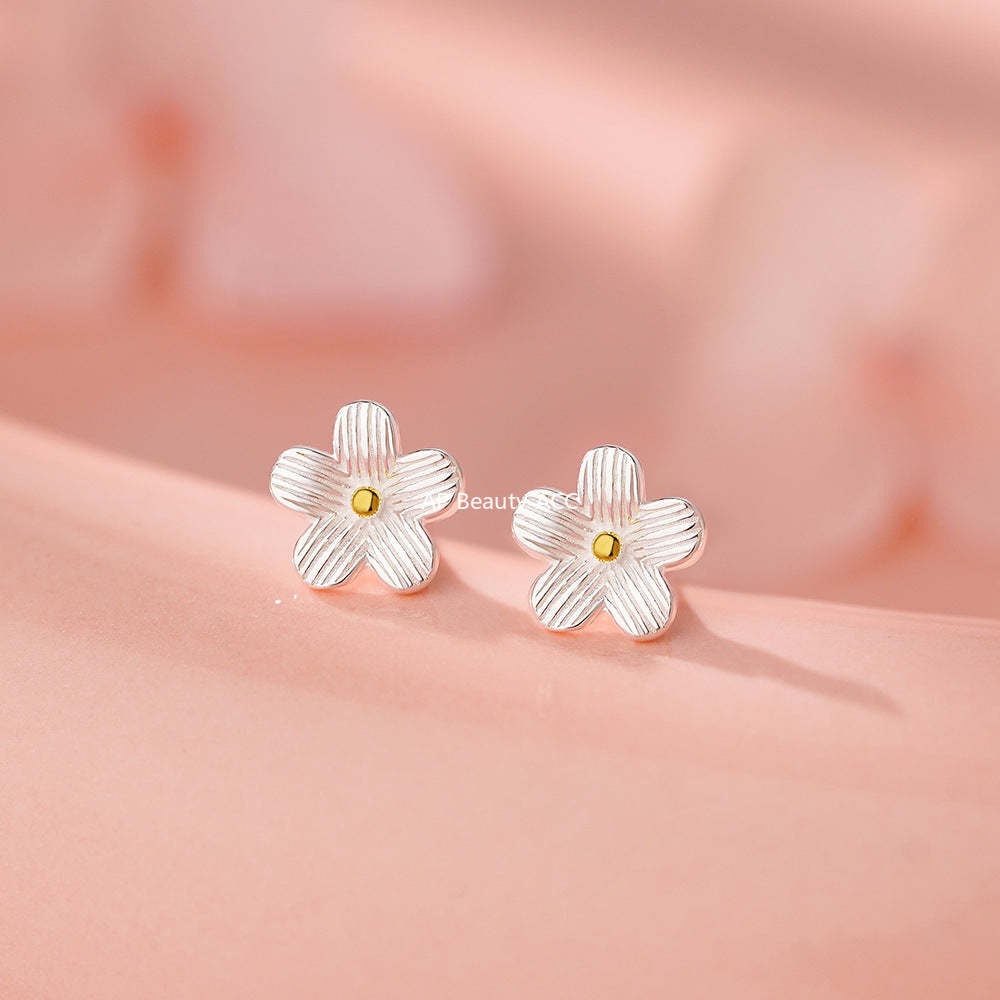 D廠-足銀S999花朵耳環氣質精美森系田園風輕奢獨特唯美百搭耳飾批發「YC9023E_1」25.12-1