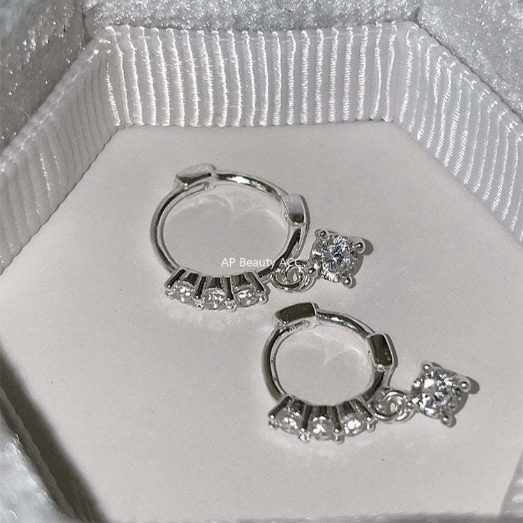 C廠-輕奢氣質氛圍感超閃鋯石耳環女精緻高級感銀針耳扣秋冬時尚耳飾「EH-4348」25.11-4