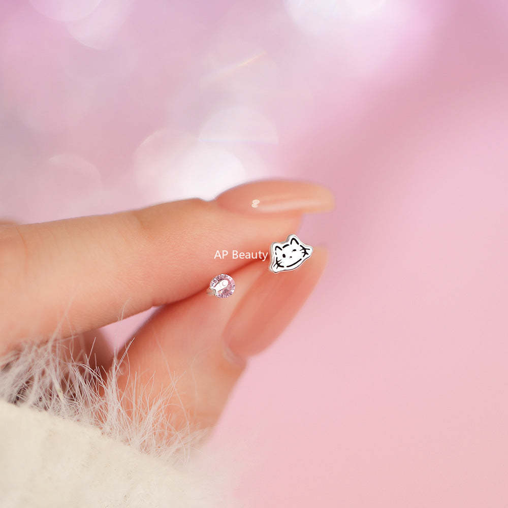 D廠-原創足銀S999貓咪小魚耳環溫柔精緻甜美小巧個性獨特韓風耳飾批發「YC9006E_1」25.12-2