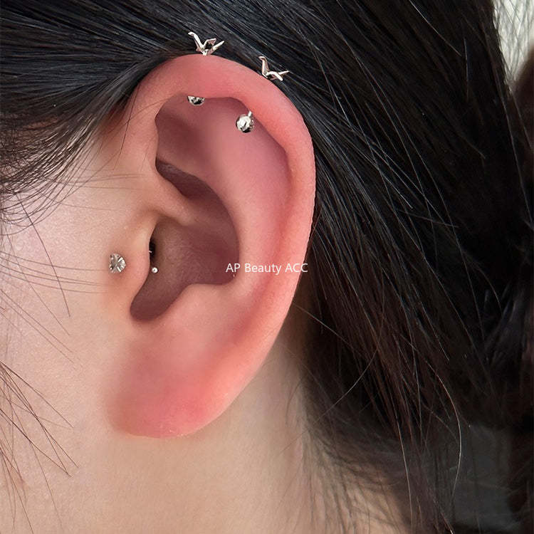 C廠-925純銀千紙鶴耳釘秋冬高級感小眾時尚耳環精緻百搭極簡日常耳飾「EH-4327」25.12-1