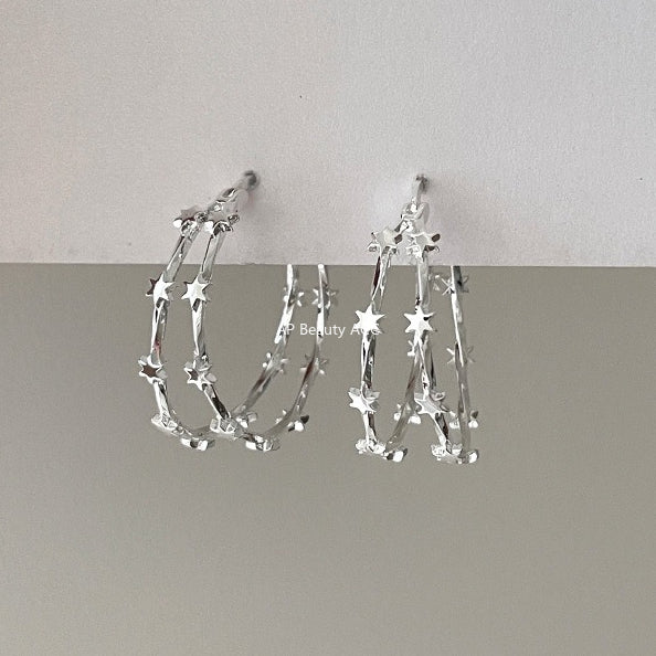 C廠-甜酷簡約星星耳環女時尚復古港風氣質荊棘銀針耳扣高級感秋冬耳飾「EH-4117」25.11-2