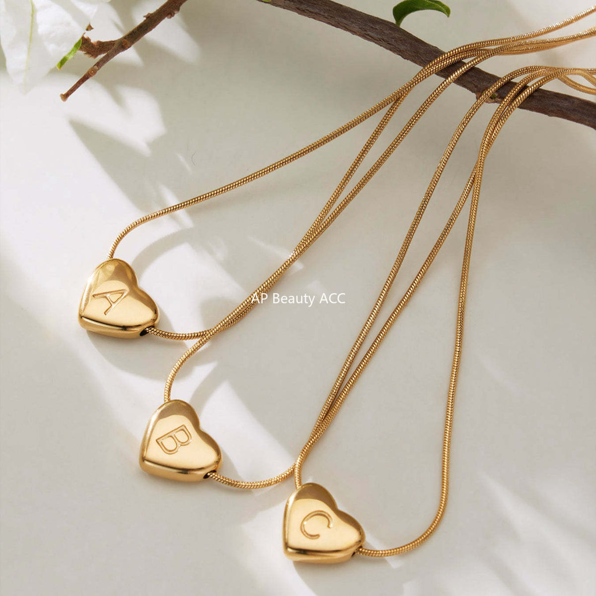 B廠-不鏽鋼26字母愛心吊墜鎖骨項鍊歐美熱銷款時尚輕奢飾品鍍18k真金「RP020」25.12-1