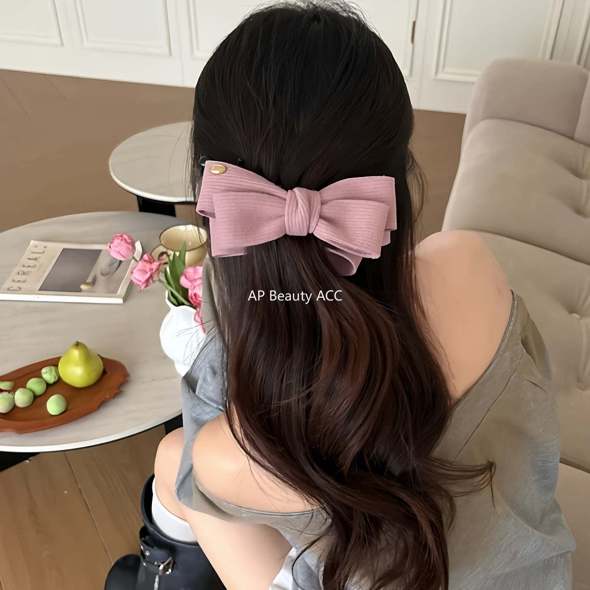 E廠-秋冬毛呢雙面蝴蝶結香蕉夾女後腦勺高馬尾髮夾氣質鯊魚夾頭飾髮卡「27708」25.11-3