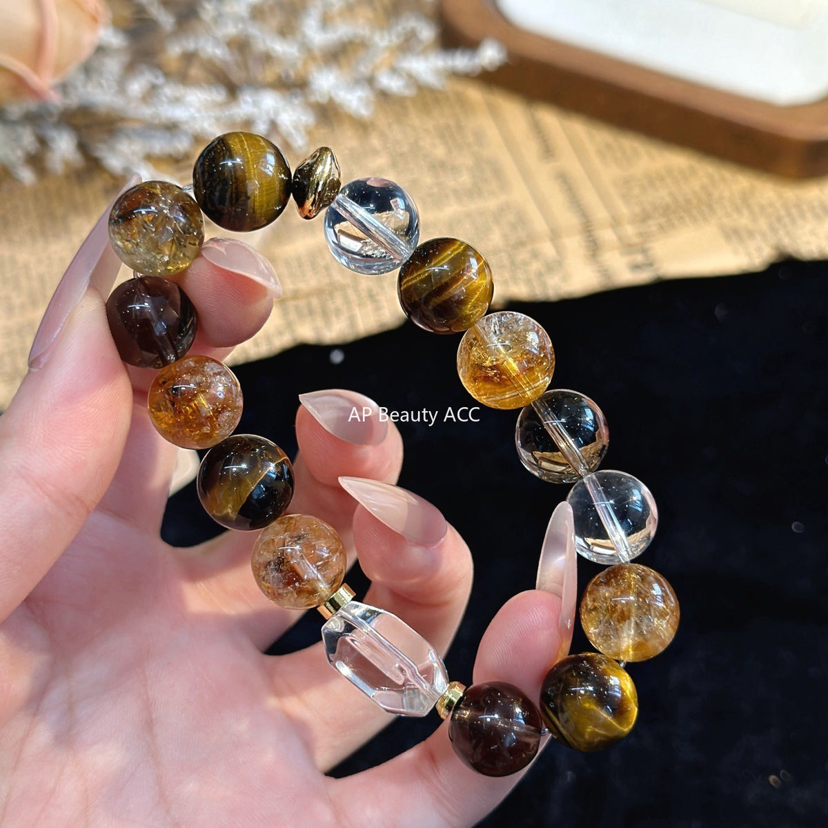 AS廠-天然黃塔晶黃虎眼招財轉運男女生手串美拉德色系小紅書抖音爆「l2972」25.11-1