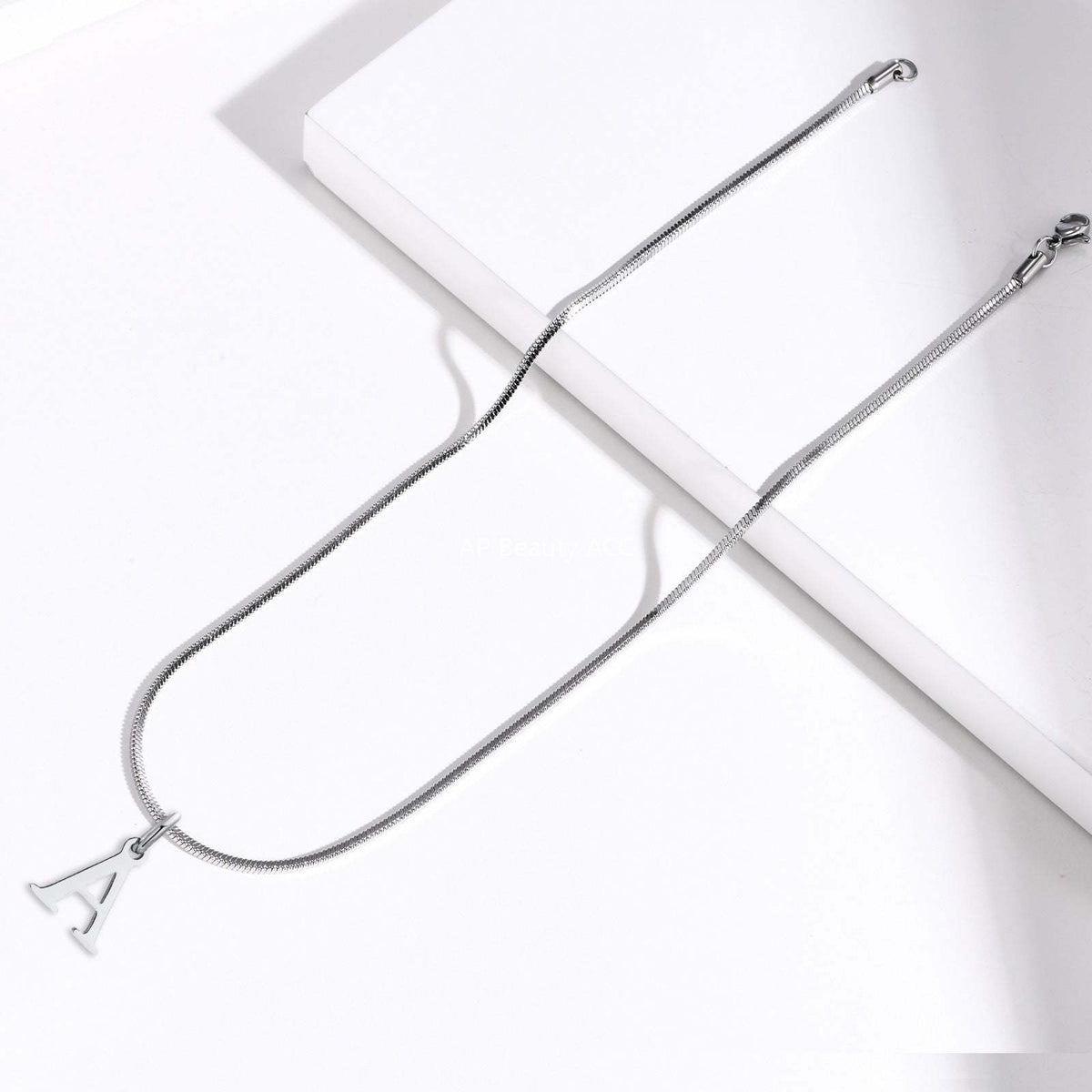 G廠-不鏽鋼跨境方蛇鏈26英文字母項鍊骨鏈鋼色「NC-1315」25.11-3