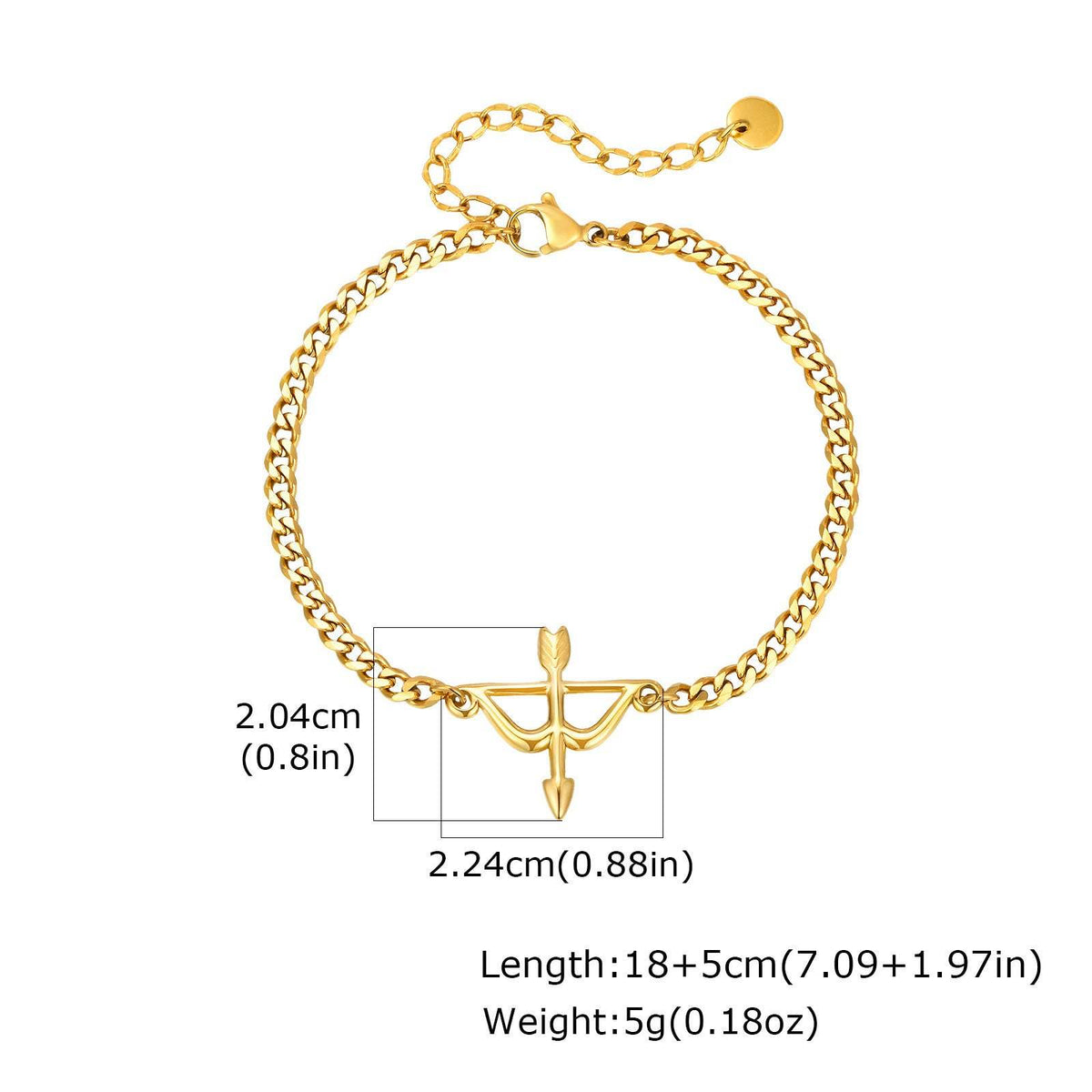 G廠-不鏽鋼六面磨鏈弓箭手鍊金色幾何射箭手鍊時尚氣質批發「BR-2621」25.11-1