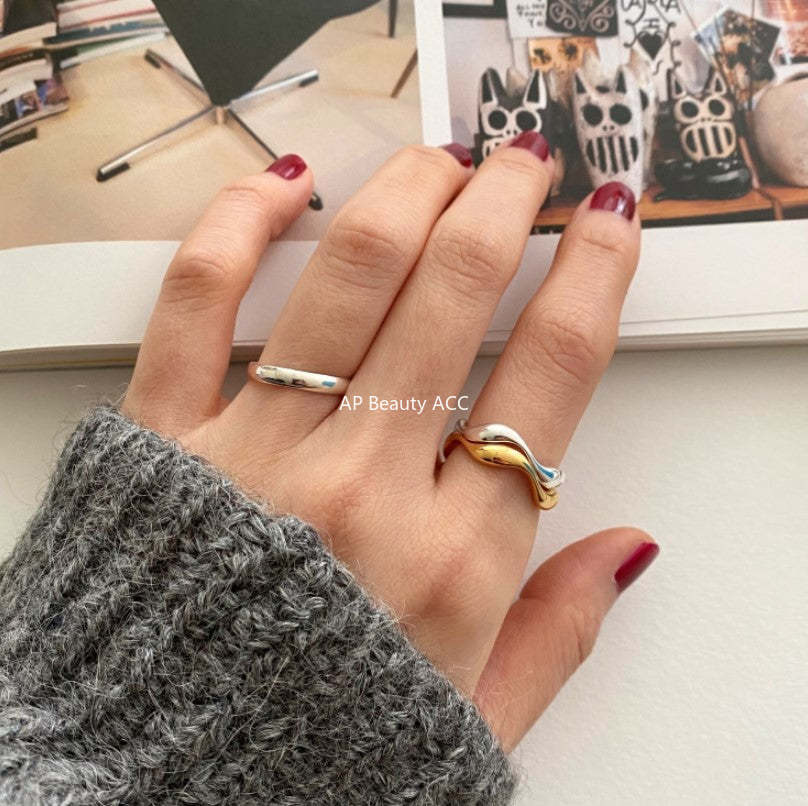 F廠-韓國韓版東大門925純銀戒指簡約氣質百搭自然曲線指環戒指「J1174」25.12-1