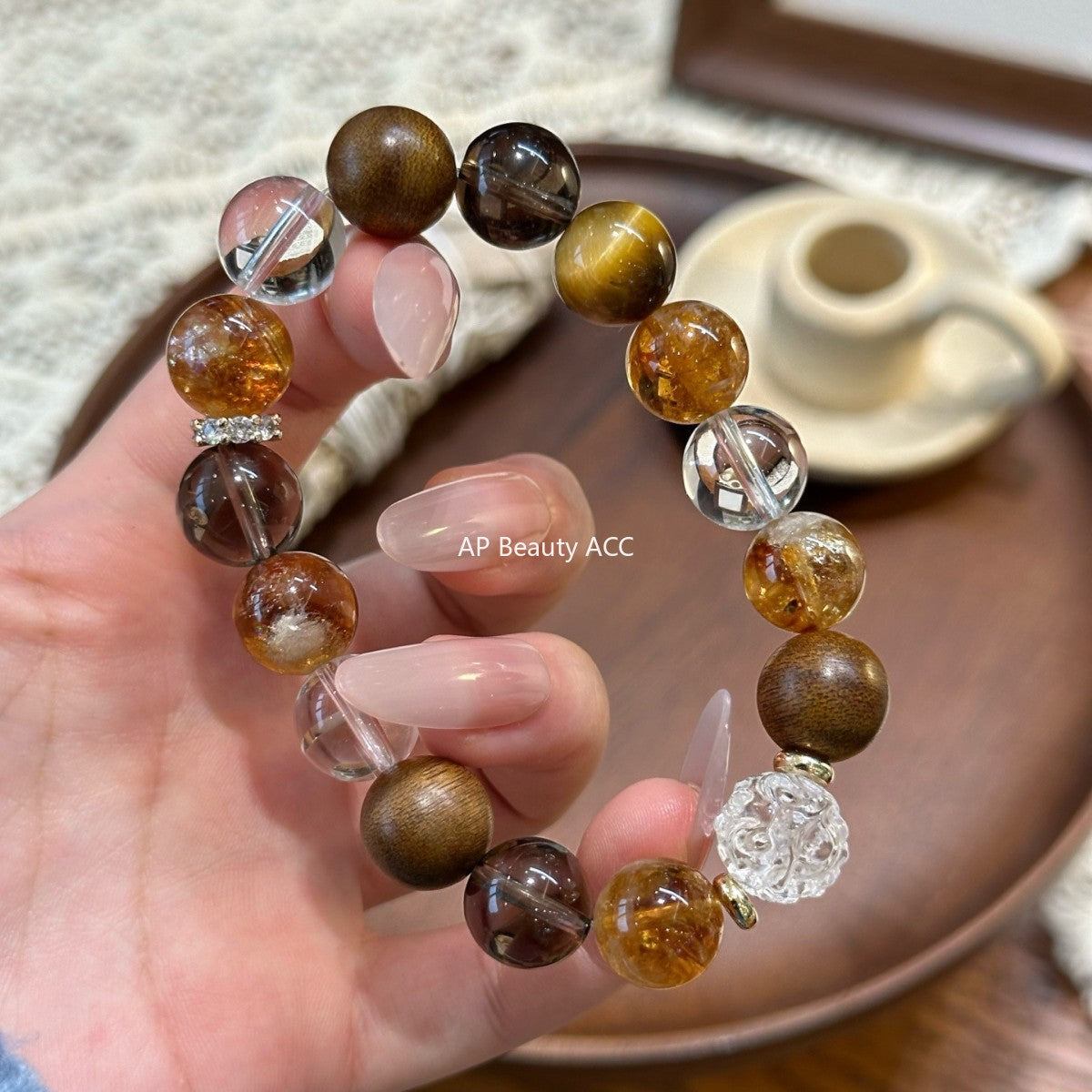 AS廠-天然黃塔晶黃虎眼手串女原創設計款小眾時尚白水晶吞金獸批髮「l2990」25.11-2