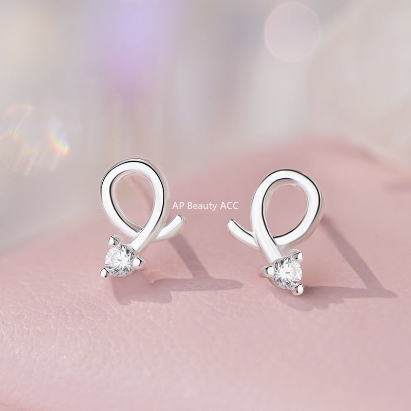 D廠-S999足銀可愛鋯石交叉耳環女氣質甜美文藝法式少女養耳洞耳釘「YC5979E_1」25.11-1