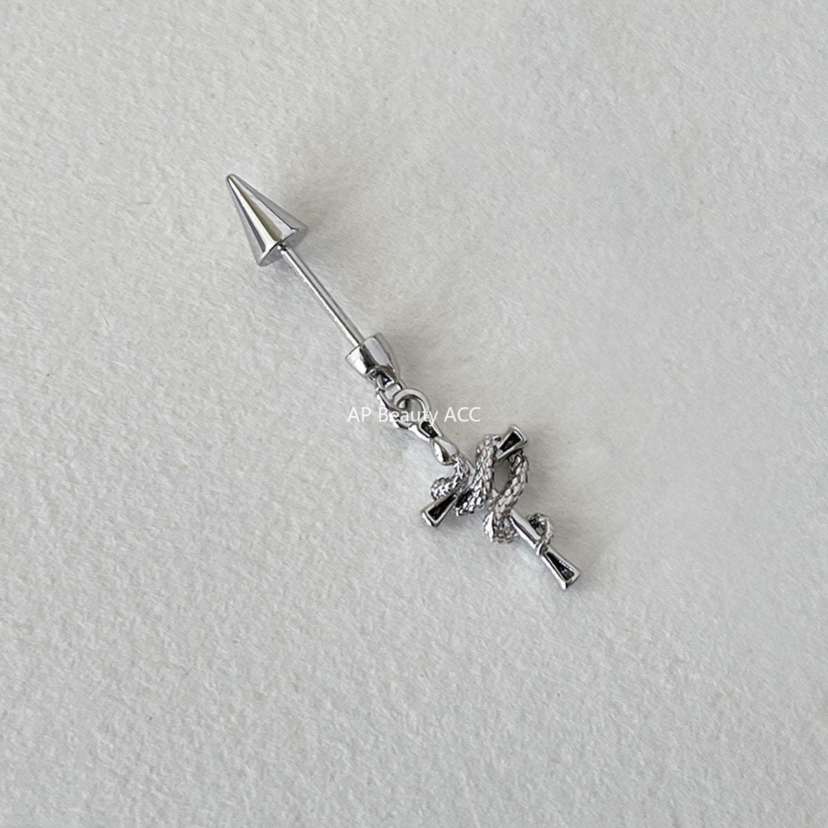 C廠-酷颯黑暗風纏繞小蛇十字架耳釘女輕奢高級感氣質鈦鋼耳骨釘新耳飾「EH-4346」25.12-3