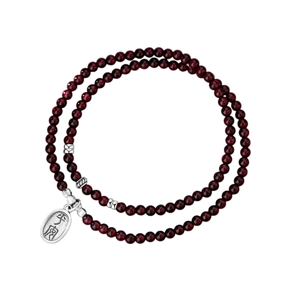D廠-純銀S925平安喜樂石榴石手鍊復古做舊國風溫柔甜美設計手飾批發「YC4932SL_1」25.12-3