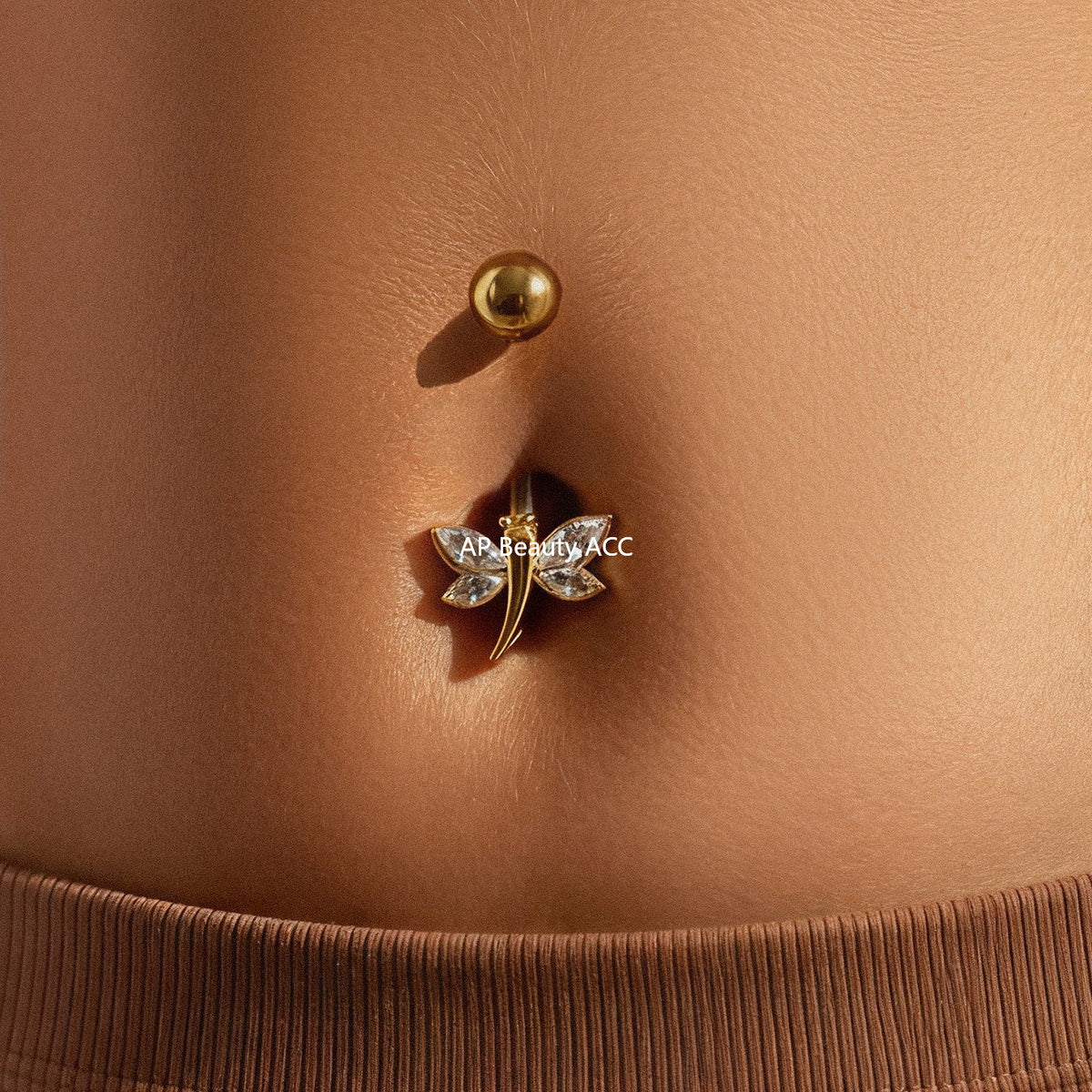 B廠-超閃5A鋯石愛心水滴造型肚臍釘不鏽鋼18k鍍金歐美穿刺飾品「H001」25.11-2