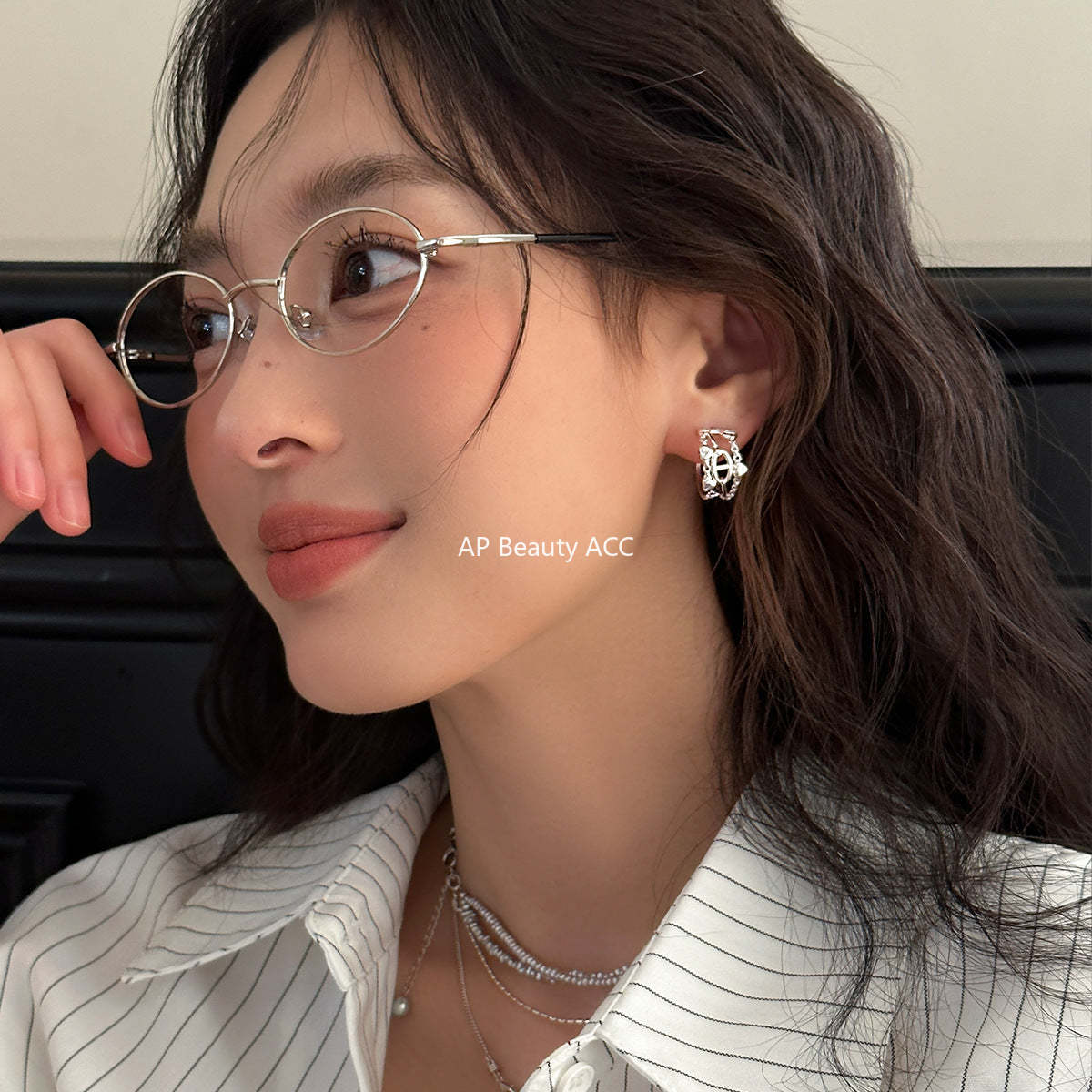 C廠-小眾設計感鏤空豬鼻子耳釘女潮流百搭氣質時尚高級感耳環簡約耳飾「EH-4107」25.10-5