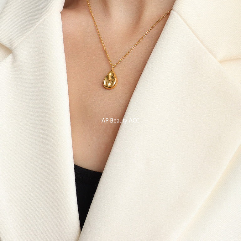 B廠-歐美新款水滴異形鎖骨項鍊法式小眾設計感鈦鋼材質項飾「P1012」25.11-2