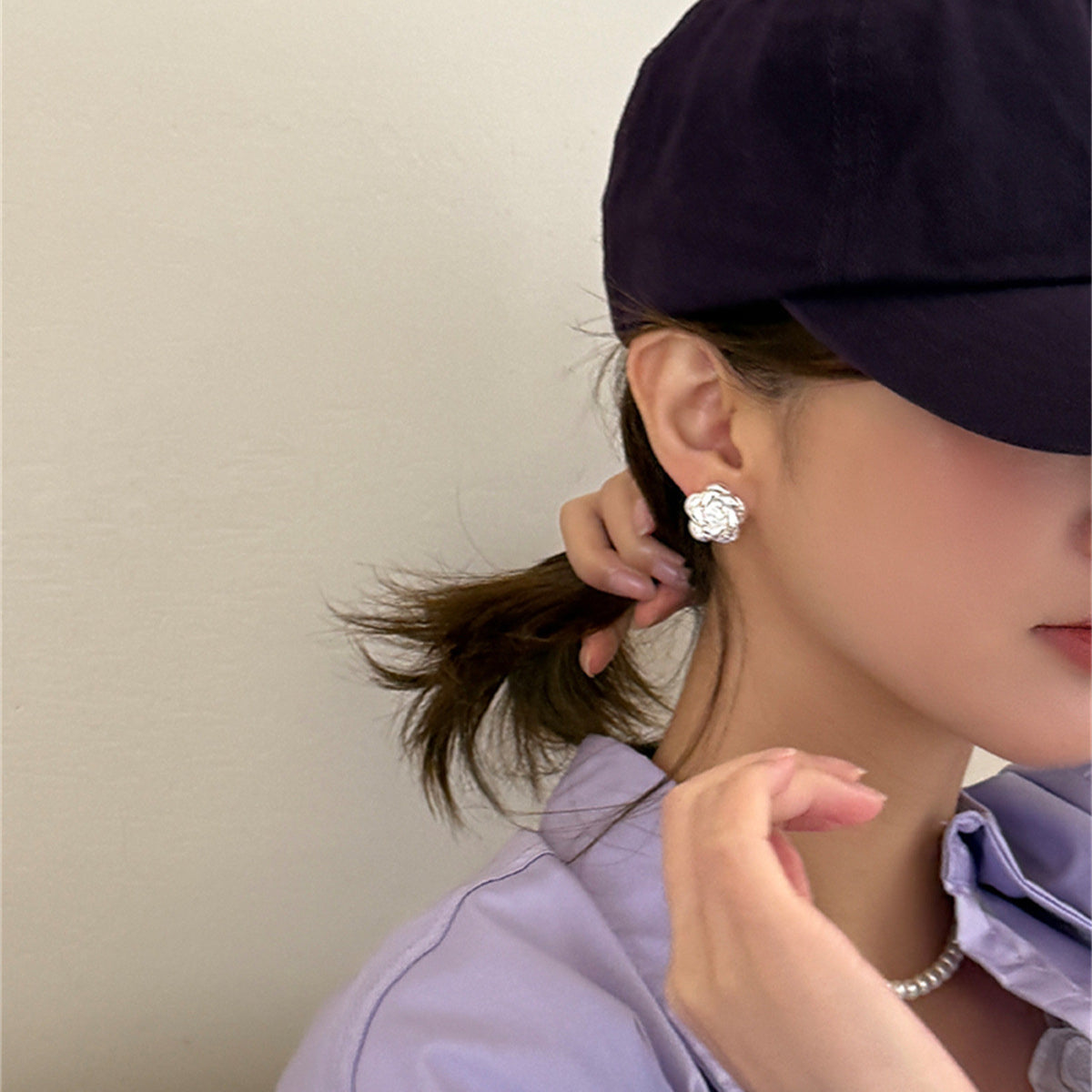 C廠-森系百搭立體山茶花銀針耳釘女輕奢甜美風氣質耳夾精緻高級感耳飾「EH-3715」25.06-4