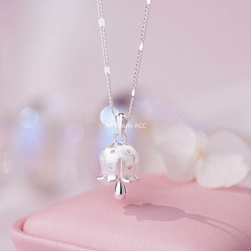 D廠-S925純銀鈴蘭花項鍊甜美森系精美唯美氛圍感小眾可愛鎖骨鏈批發「YC3217N_1」25.11-2