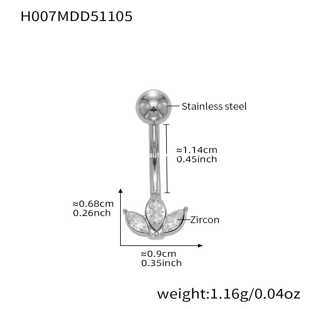B廠-超閃5A鋯石愛心水滴造型肚臍釘不鏽鋼18k鍍金歐美穿刺飾品「H001」25.11-2