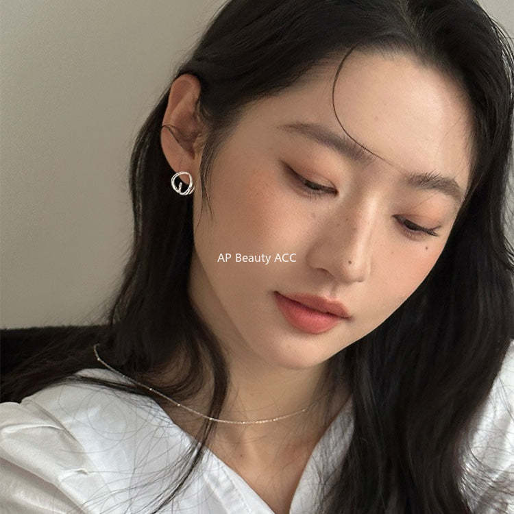 C廠-韓版幾何鏤空交織耳釘女ins小眾設計高級感素圈耳環不規則ins耳飾「EH-4410」25.12-1