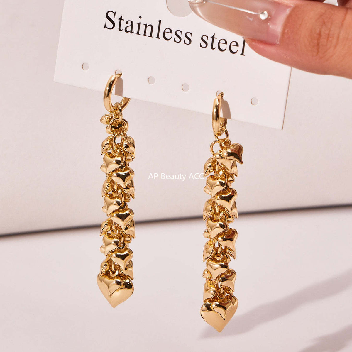 B廠-跨境熱銷款超多愛心手工項鍊耳環首飾套裝不鏽鋼鍍18k真金「TXP480」25.11-4