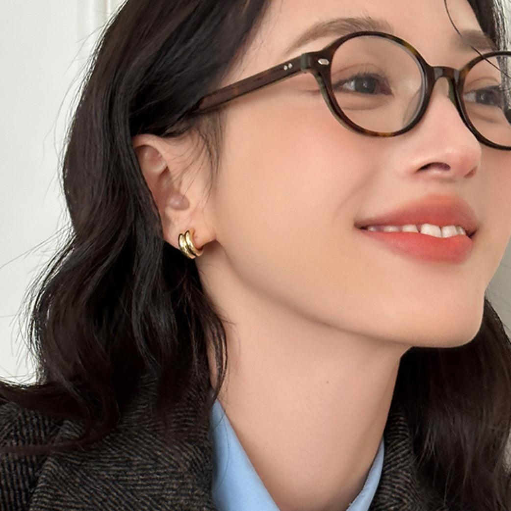 C廠-法式簡約C形耳釘女時尚通勤高級感氣質耳環小眾百搭銀針耳飾品「EH-3424」25.03-4