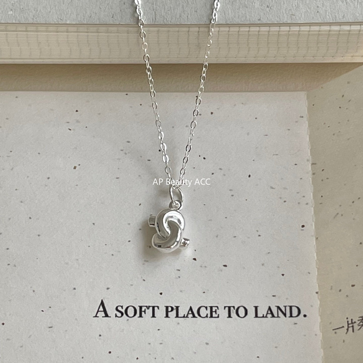 F廠-韓國韓版925純銀打結愛心項鍊簡約氣質ins網紅小紅書項鍊「B1380」25.11-1