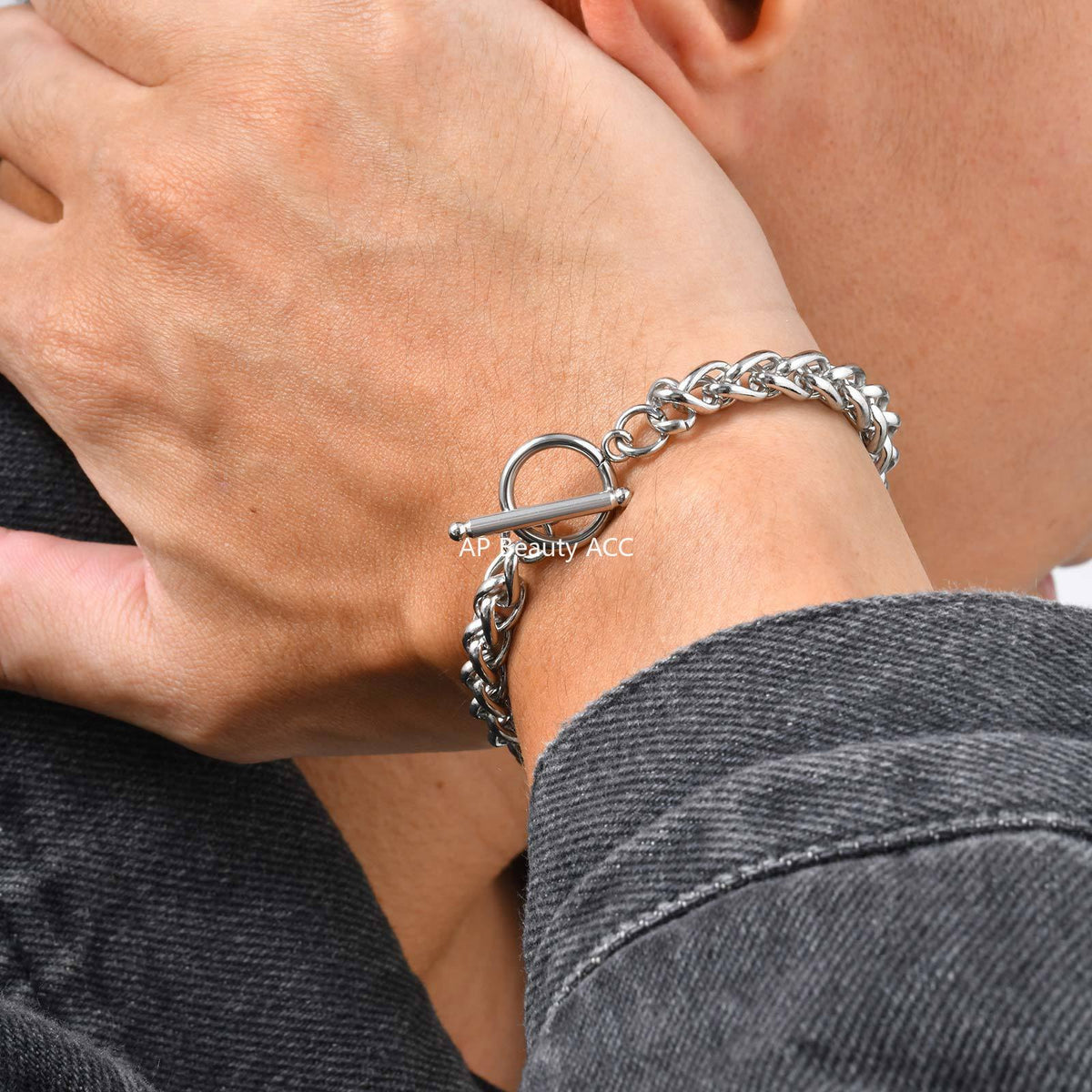 G廠-不鏽鋼酷帥古巴鏈簡約冷淡風單層龍骨鏈OT扣日常疊戴手鍊「BR-1749」25.12-1