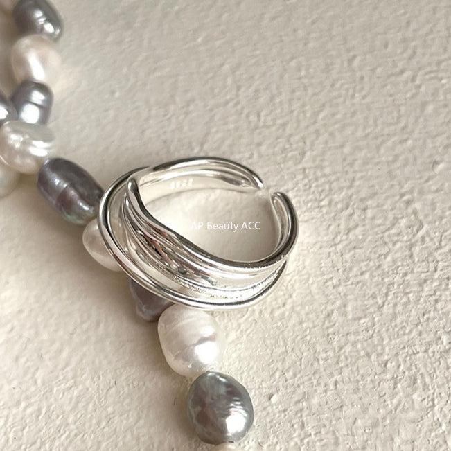 C廠-輕奢高級感純銀戒指女小眾設計個性疊戴風指環時尚ins風韓版指戒「JZ-0595」25.11-2